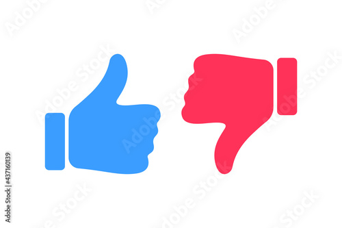 Likes and dislikes icons. Vector like and dislike icon. Like and dislike buttons for websites and mobile apps. Vector illustration.