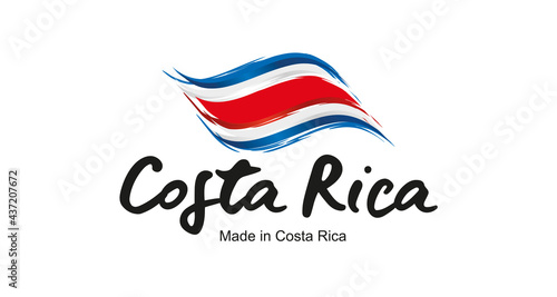 Made in Costa Rica handwritten flag ribbon typography lettering logo label banner
