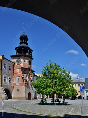 Czech Republic-view of the square with town hall in town Hostinne
