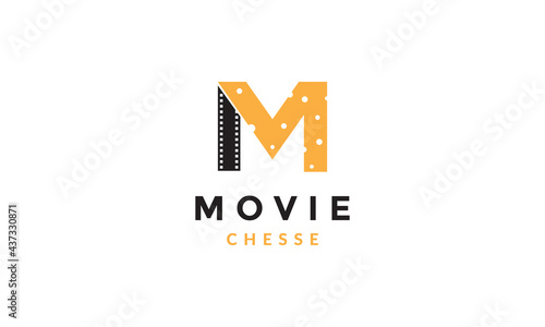 letter M for movie with cheese logo symbol vector icon illustration graphic design