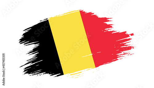 Patriotic of Belgium flag in brush stroke effect on white background