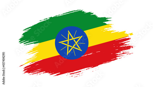 Patriotic of Ethiopia flag in brush stroke effect on white background