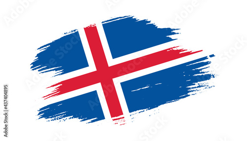 Patriotic of Iceland flag in brush stroke effect on white background