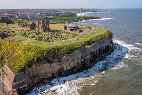 Tynemouth Priory and Castle Cliffs Over the Sea