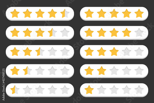 Set of stars customer rating review in a flat design