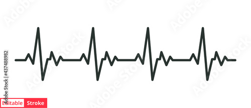 Heart cardiogram line icon. Simple outline style. pulse, ecg, ekg, hertbeat, electrocardiogram, graph, rhythm cardioid concept. Vector illustration isolated on white background. Editable stroke EPS 10