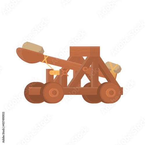 Catapult. Medieval catapult weapon, vector illustration