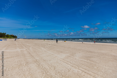 Beach with white sand in Slowinski national park, Baltic coast of Poland