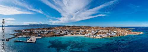 Greece, Pano Koufonisi small cyclades island, aerial drone panorama
