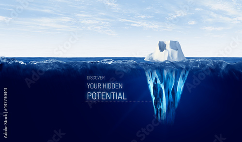 Discover your hidden potential concept with iceberg