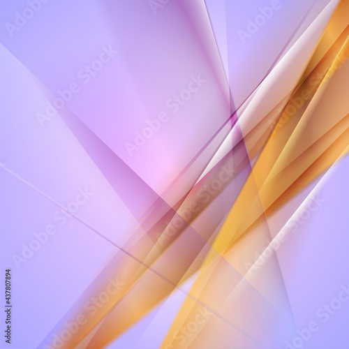 Violet and golden smooth stripes abstract tech background. Modern glossy vector design