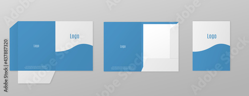 Templates set of paper or pocket folder realistic vector illustration isolated.