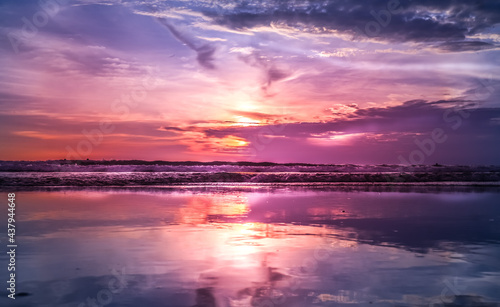 Purple sunset at the beach Bali