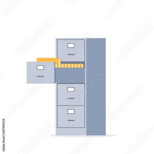 Open office filing cabinet icon. Clipart image isolated on white background