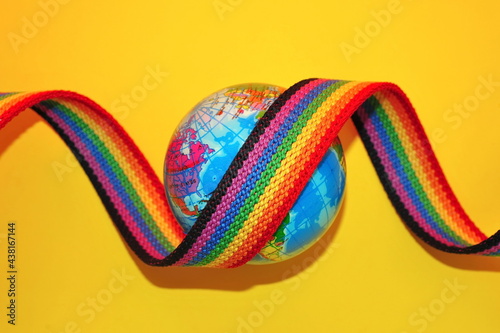 Gay pride design elements: rainbow ribbon. LGBT, gay and lesbian pride symbols. LGBT concept.