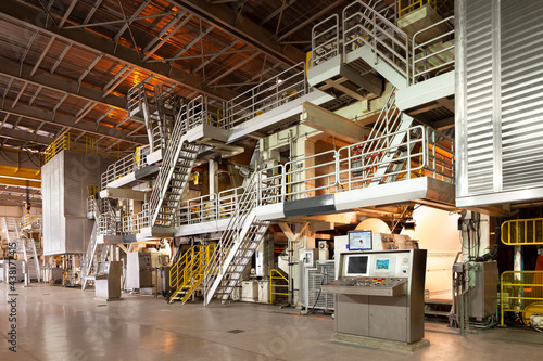 The machinery in a paper mill plant.