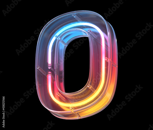 Neon in a glass case font. Letter O.