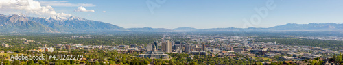Salt Lake City, Utah, panorama with the Capital Building viewed from Ensign Peak