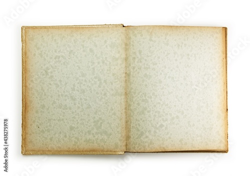 Blank page of an 1950s photo album, isolated on white.