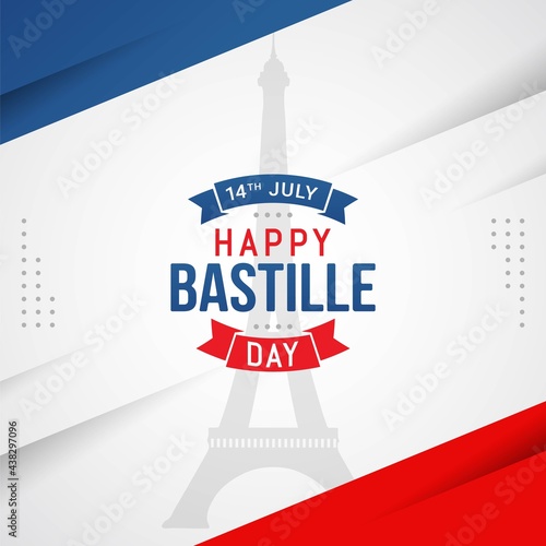 Happy bastille day banner celebration in france vector illustration