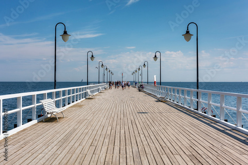 Summer scenery of the Baltic Sea at the pier in Gdynia Orlowo, Poland