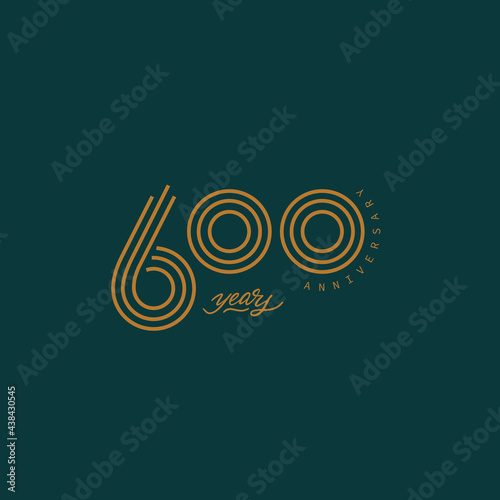 600 years anniversary pictogram vector icon, 600th year birthday logo label.