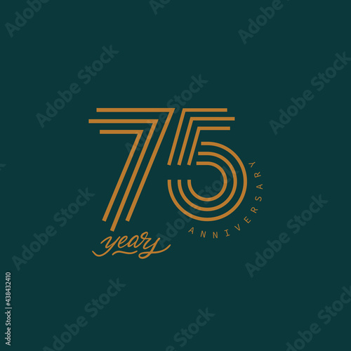 75 years anniversary pictogram vector icon, 75th year birthday logo label.