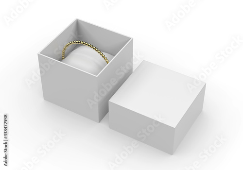 Velvet Pillow Solid Elegant Bracelet Paper Gift Jewelry Packaging Box, 3d render illustration.