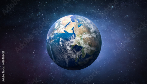 Planet Earth globe in the space, Blue ocean and continents. Elements of this image furnished by NASA