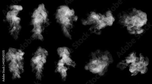 smoke steam isolated black background