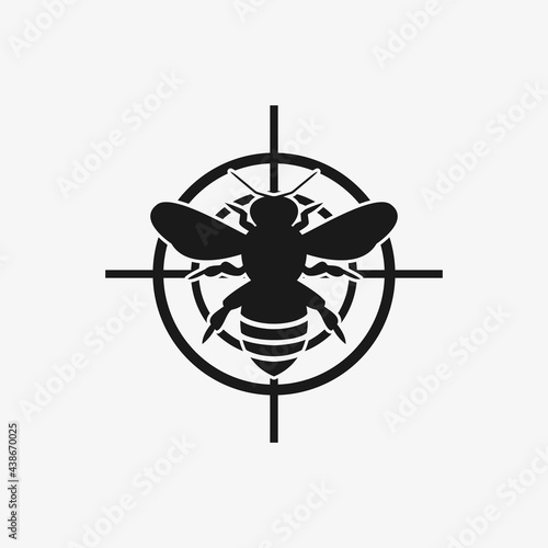 Asian giant hornet or bee icon red target. Anti wasp. Red prohibiting target