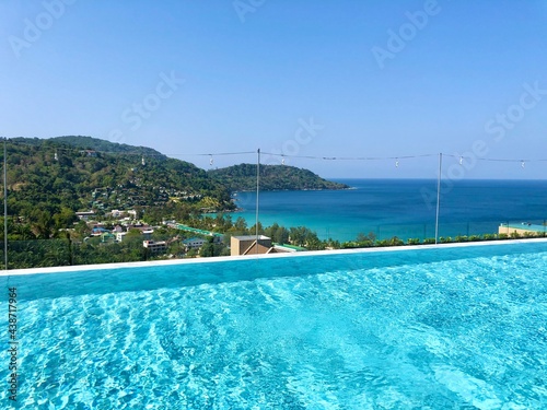 Swimming pool with seaview in Phuket islands, Thailand.
