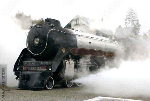 The Royal Hudson, a steam powered train locomotive engine. Squamish BC, Canada.