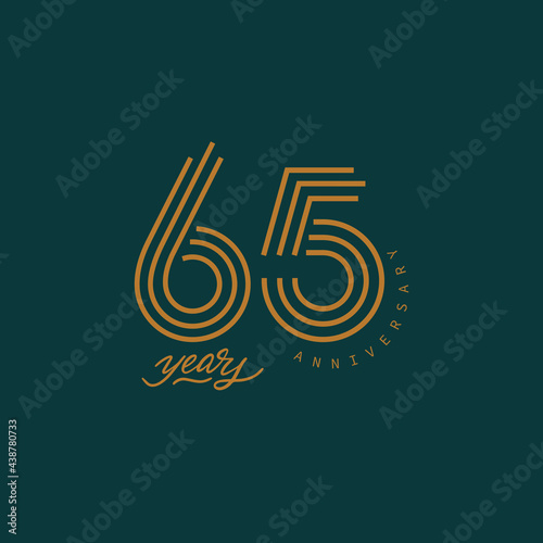 65 years anniversary pictogram vector icon, 65th year birthday logo label.