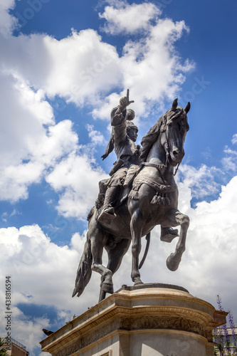 The statue of Theodoros Kolokotronis, one of the main figure of the Greek Liberation War in 1821, a great military leader and commander. His statue is in front of Old Parliament, Athens, Greece. 