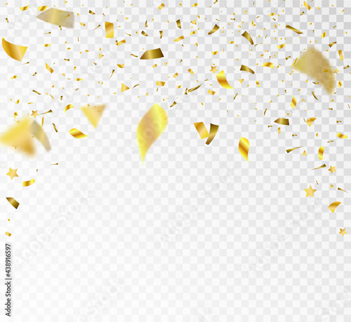 Festive vector illustration with confetti isolated on white background 