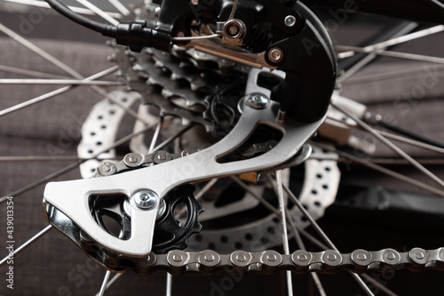 bike rear derailleur closeup,bicycle maintenance