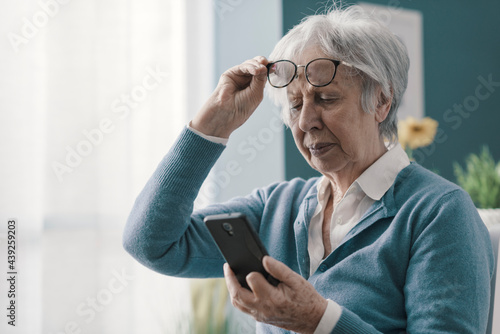 Senior woman having vision problems