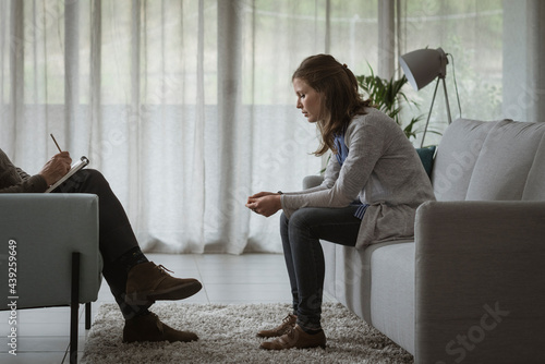 Therapist and patient during a psychotherapy session