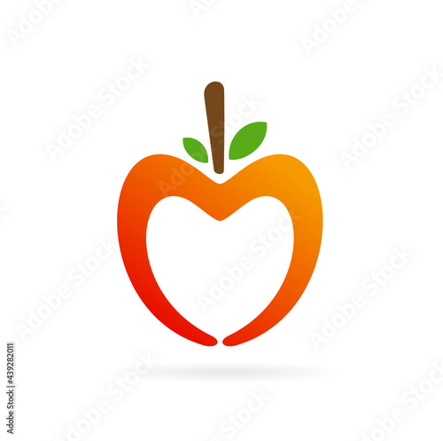 letter m logo forming fruit symbol