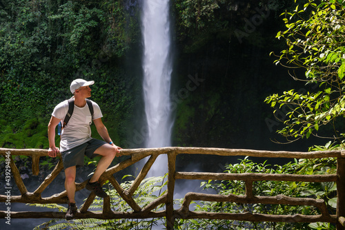 Tourist at the La Fortuna Waterfall in Costa Rica