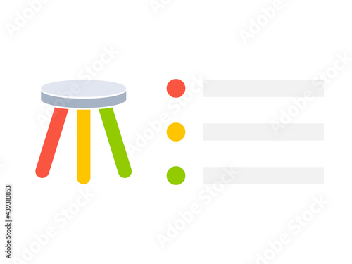 Three legged stool model template. Clipart image