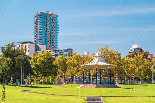 Adelaide city rotunda at Elder Park on a bright day, South Australia