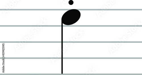Black music symbol of Staccato note on ledger lines