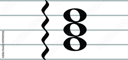 Black music symbol of Arpeggiated chord on ledger lines