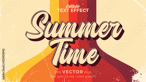 Editable text style effect - retro summer text in grunge style theme