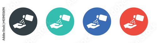 Disinfect and sanitise your hands vector icons set.