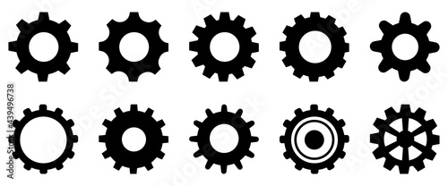 Cogwheel machine gear icon. Set of gear wheels