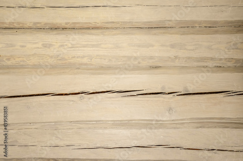 The texture of cracked wooden logs is beige. Background texture.Pattern