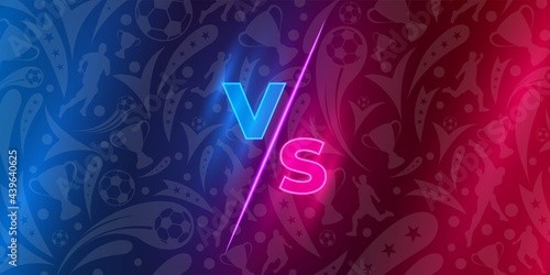 Versus on Soccer football pattern Background. VS screen vector blue and red background for sport league, championship, tournament. vector illustration